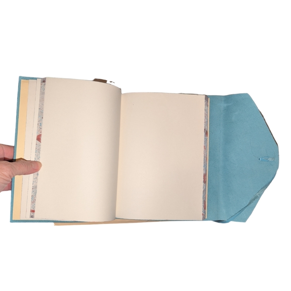 Papyrus "Blue Porcelain" Bound Leather Journa, New In Boxl